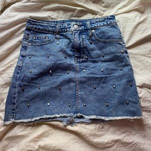 Denim studded mini skirt